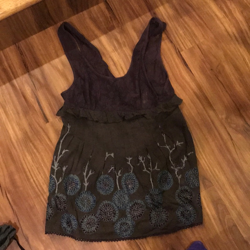 Free people tank, open back with buttons and tie.